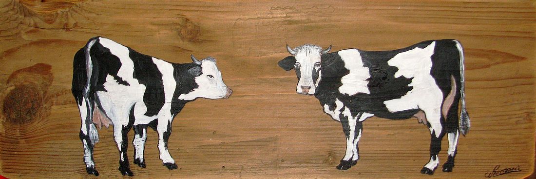 Country Painting Cows Holstein - Prim'Holstein
